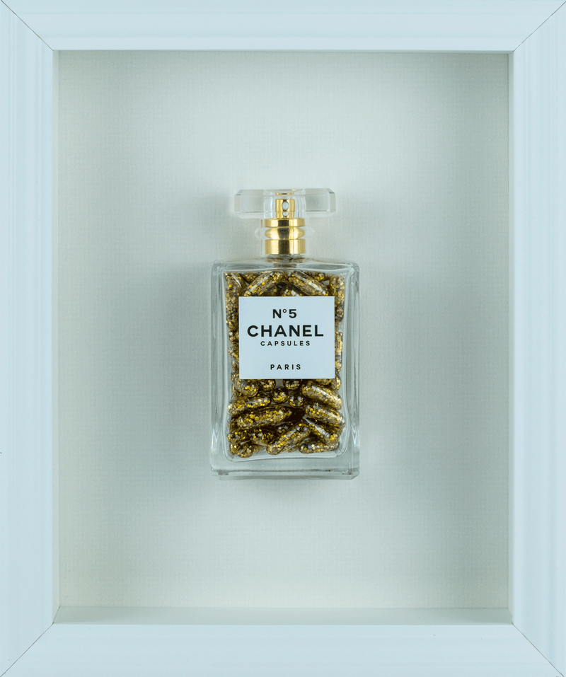 Chanel No.5 Capsules - (White Frame / Gold Pills) by Emma Gibbons