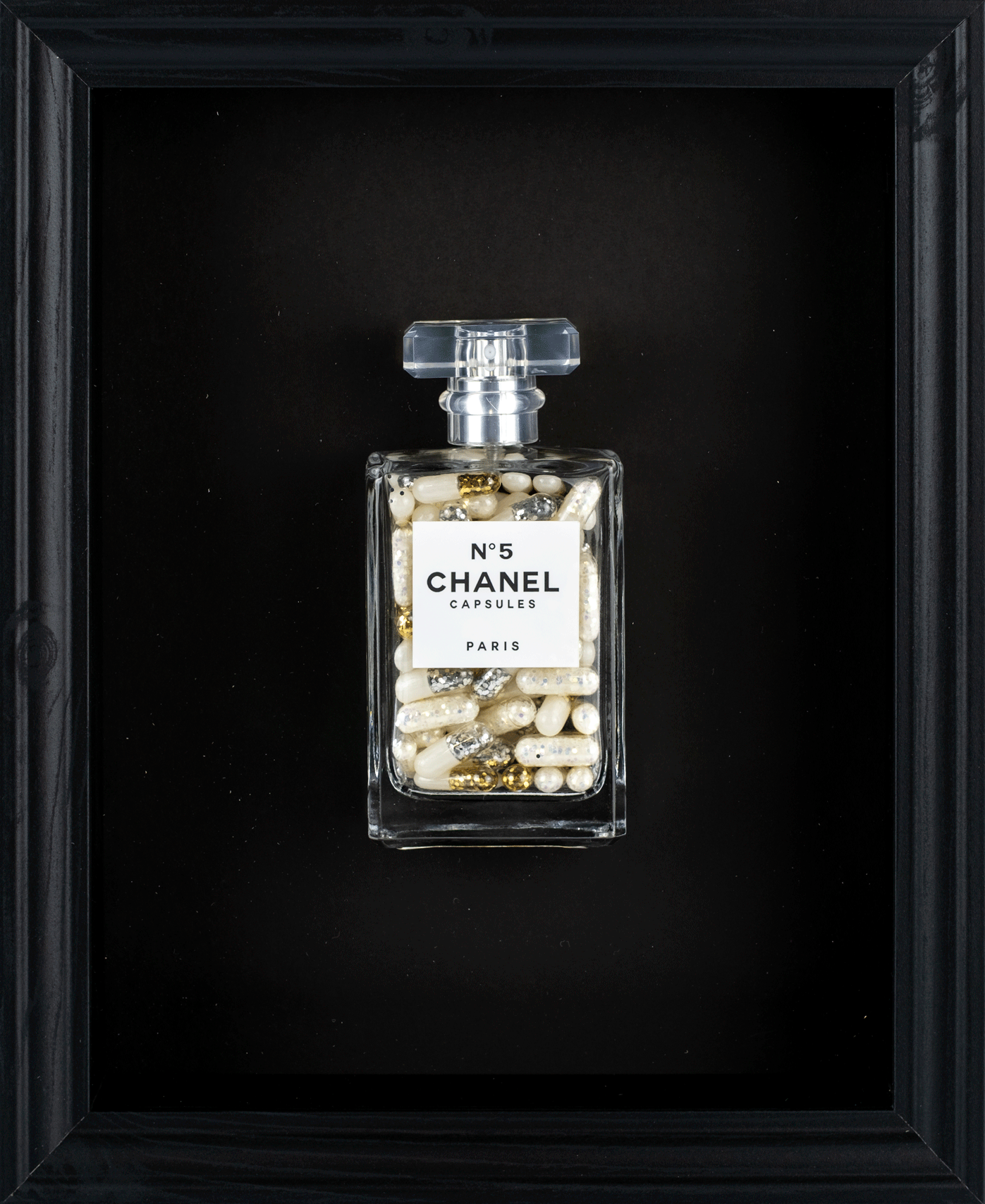 Chanel No.5 Capsules - (Black Frame / Cream Pills) by Emma Gibbons