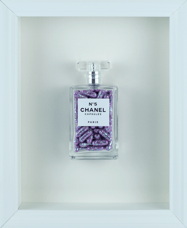 Chanel No.5 Capsules - (White Frame / Purple Pills) by Emma Gibbon