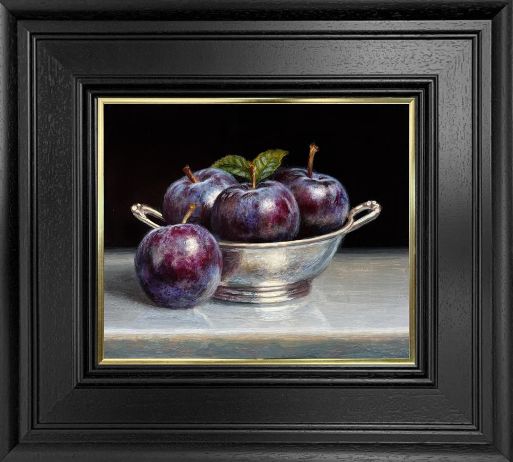 Plums In Silver Bowl