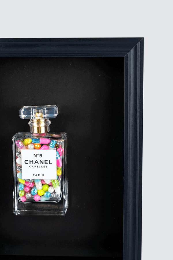 Chanel No.5 Capsules - (Black Frame / Multi Coloured  Pills) by Emma Gibbons