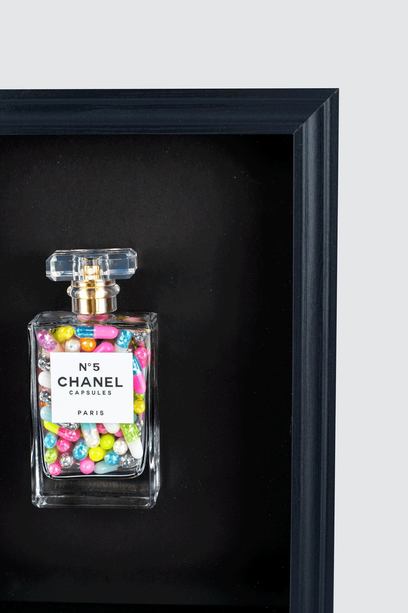 Chanel No.5 Capsules - (Black Frame / Multi Coloured  Pills) by Emma Gibbons