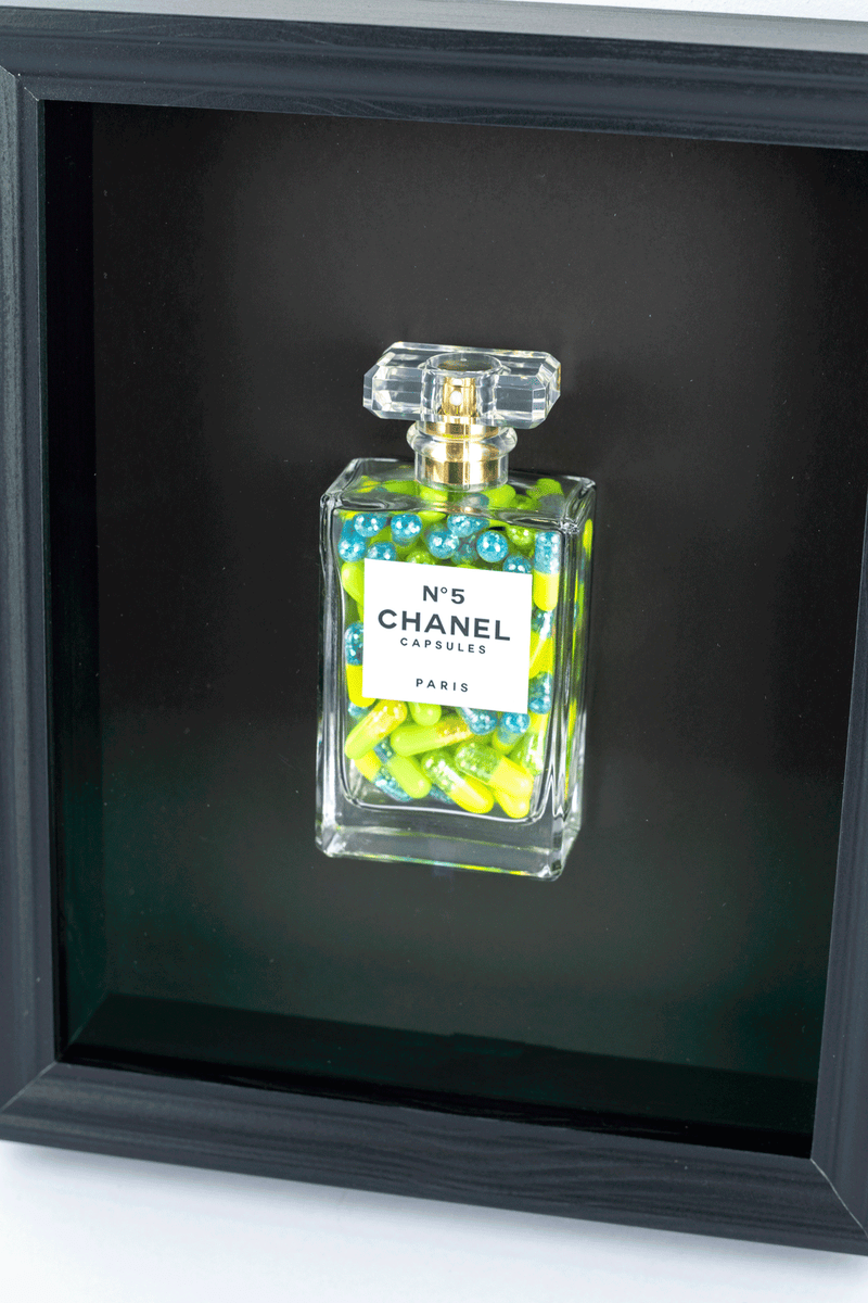 Chanel No.5 Capsules - (Black Frame / Green Pills) by Emma Gibbons