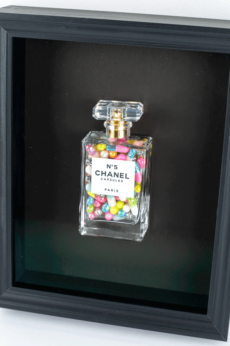 Chanel No.5 Capsules - (Black Frame / Multi Coloured  Pills) by Emma Gibbons