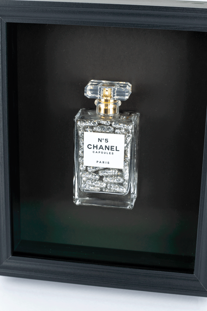 Chanel No.5 Capsules - (Black Frame / Silver Pills) by Emma Gibbons