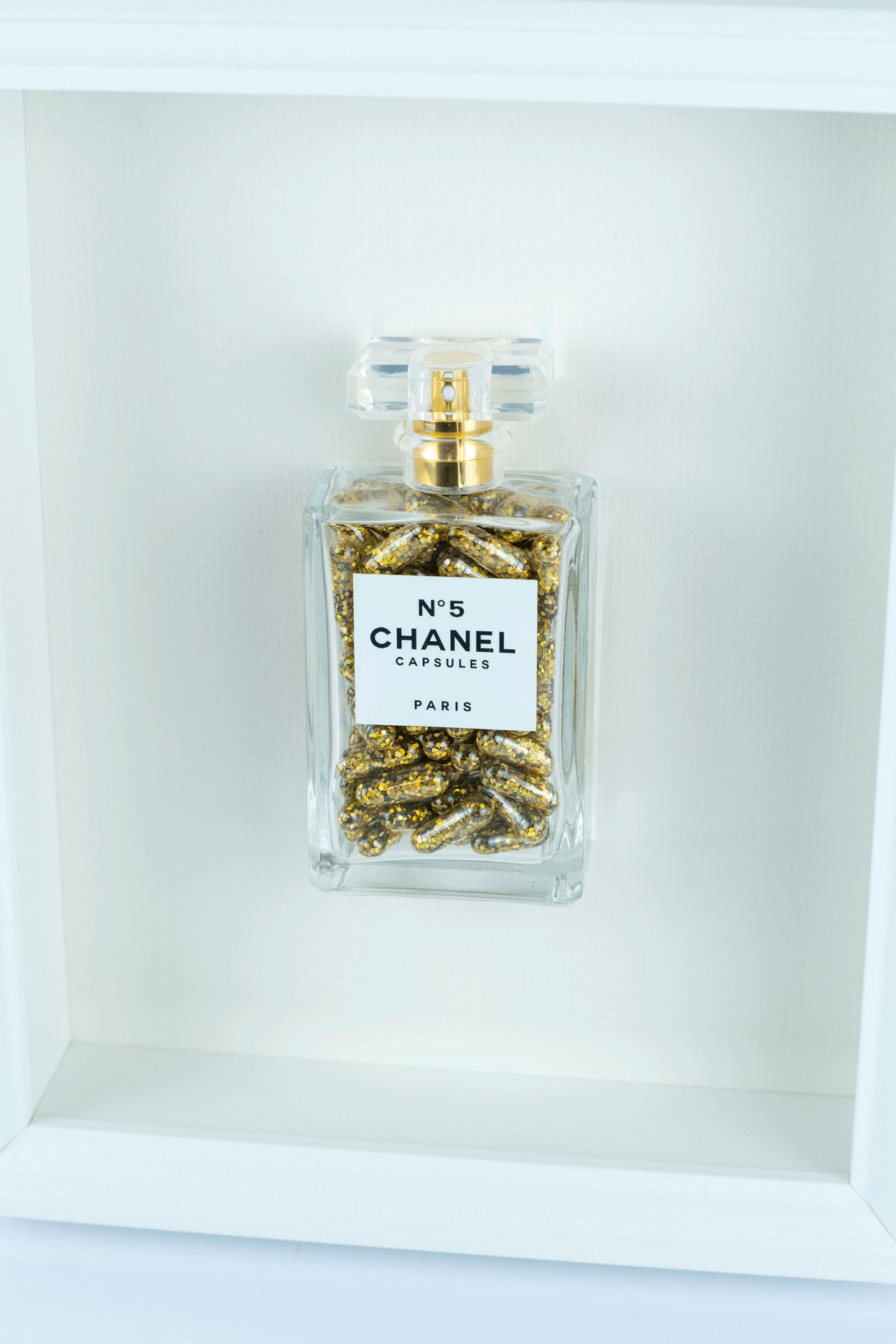 Chanel No.5 Capsules - (White Frame / Gold Pills) by Emma Gibbons
