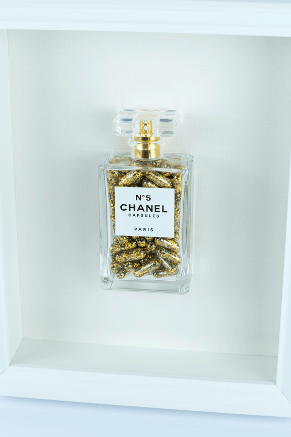 Chanel No.5 Capsules - (White Frame / Gold Pills) by Emma Gibbons