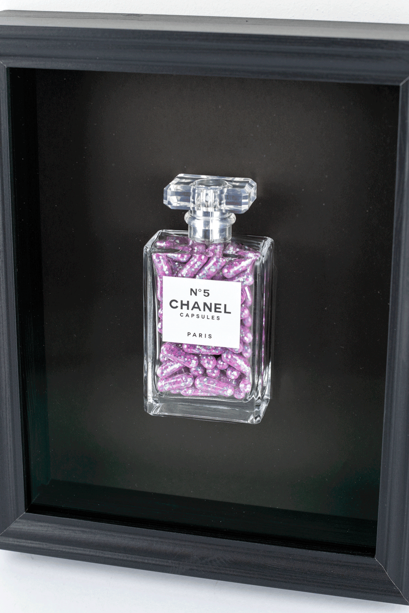 Chanel No.5 Capsules - (Black Frame / Purple Pills) by Emma Gibbons