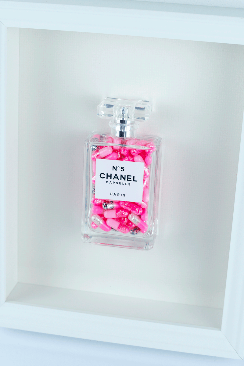 Chanel No.5 Capsules - (White Frame / Pink Pills) by Emma Gibbon