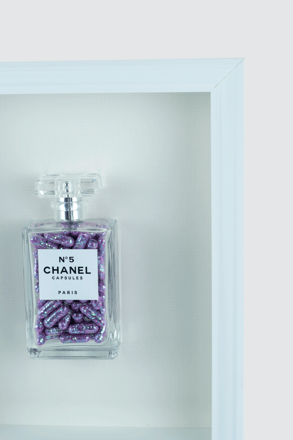 Chanel No.5 Capsules - (White Frame / Purple Pills) by Emma Gibbon