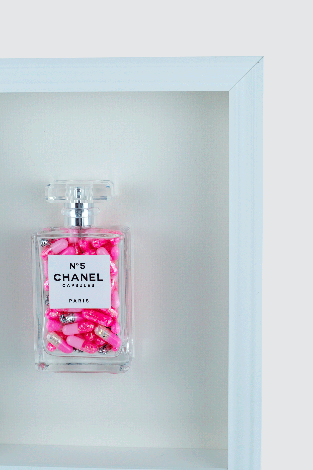 Chanel No.5 Capsules - (White Frame / Pink Pills) by Emma Gibbon