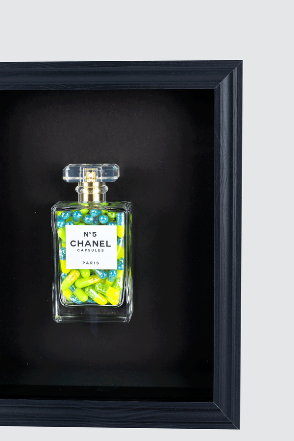 Chanel No.5 Capsules - (Black Frame / Green Pills) by Emma Gibbons