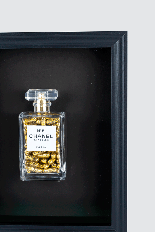 Chanel No.5 Capsules - (Black Frame / Gold Pills) by Emma Gibbons