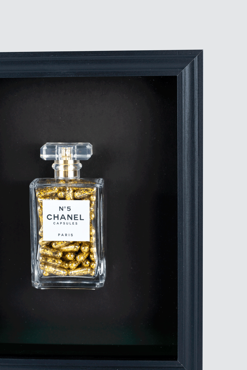 Chanel No.5 Capsules - (Black Frame / Gold Pills) by Emma Gibbons