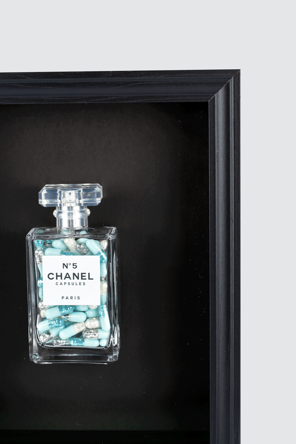 Chanel No.5 Capsules - (Black Frame / Blue Pills) by Emma Gibbons