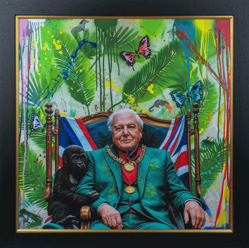 David Attenborough National Treasure (Hand Embellished) By Jake Wood
