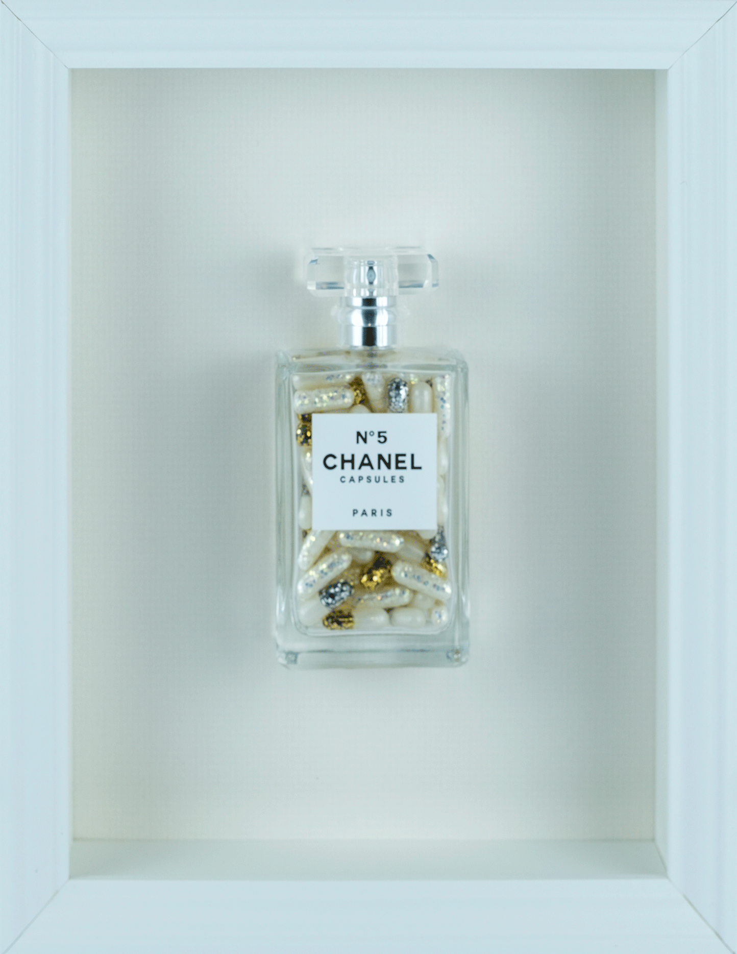Chanel No.5 Capsules - (White Frame / Cream Pills) by Emma Gibbon