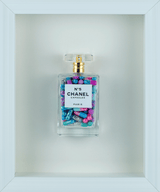 Chanel No.5 Capsules - (White Frame / Blue, Purple Pills) by Emma Gibbons