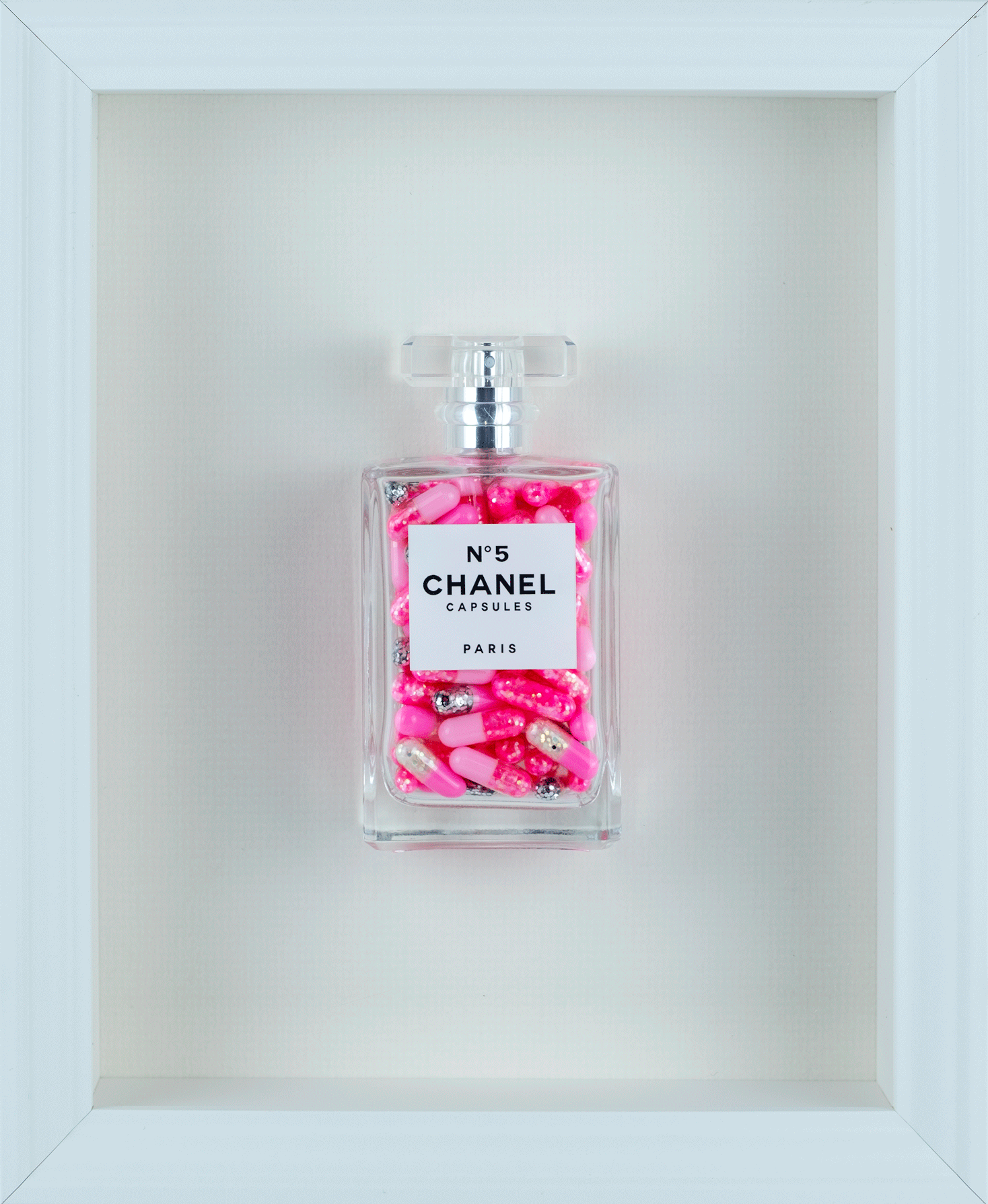 Chanel No.5 Capsules - (White Frame / Pink Pills) by Emma Gibbon