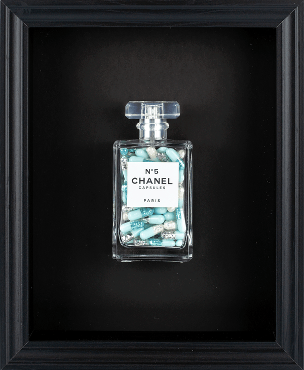 Chanel No.5 Capsules - (Black Frame / Blue Pills) by Emma Gibbons