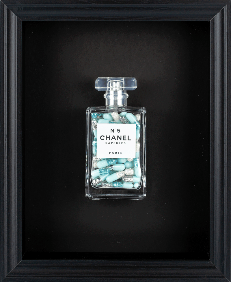 Chanel No.5 Capsules - (Black Frame / Blue Pills) by Emma Gibbons