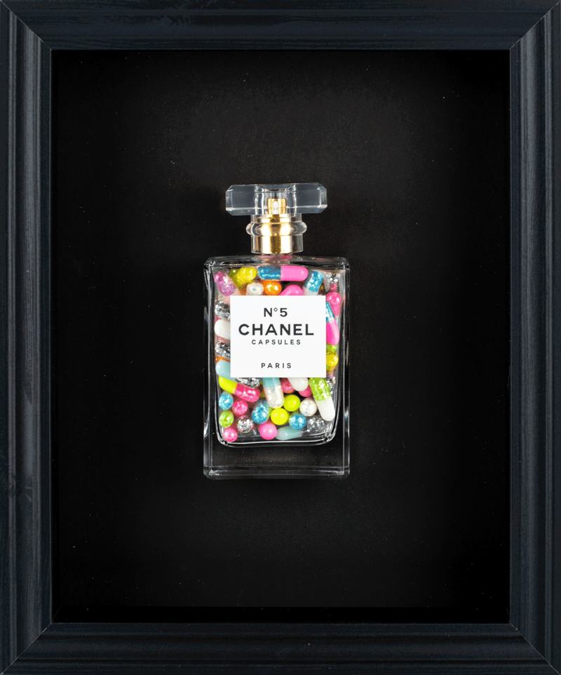 Chanel No.5 Capsules - (Black Frame / Multi Coloured  Pills) by Emma Gibbons