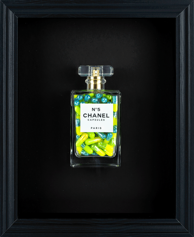 Chanel No.5 Capsules - (Black Frame / Green Pills) by Emma Gibbons