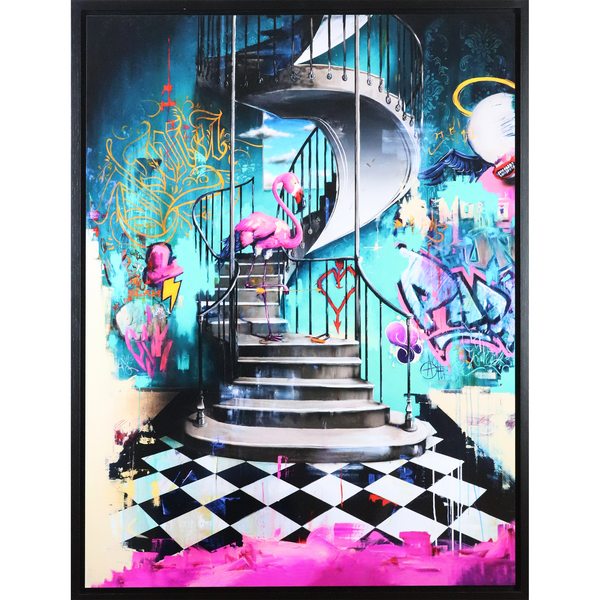 Flamingo On Spiral Limited Edition on Aluminium by Tommy Fiendish