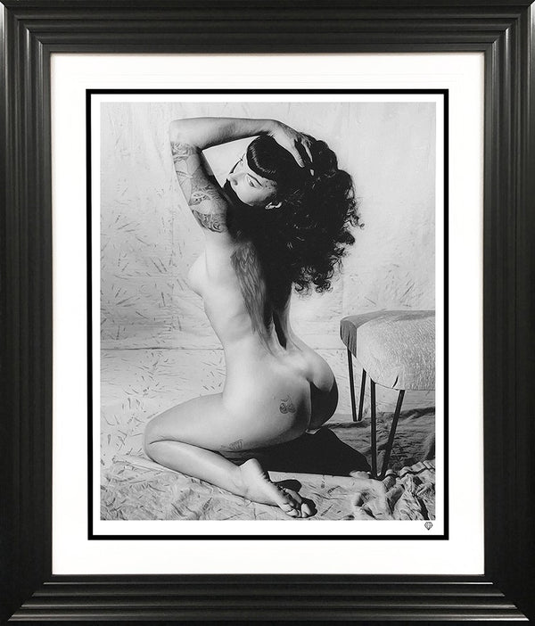 Bettie Page Tattoo II Black and White - JJ Adams