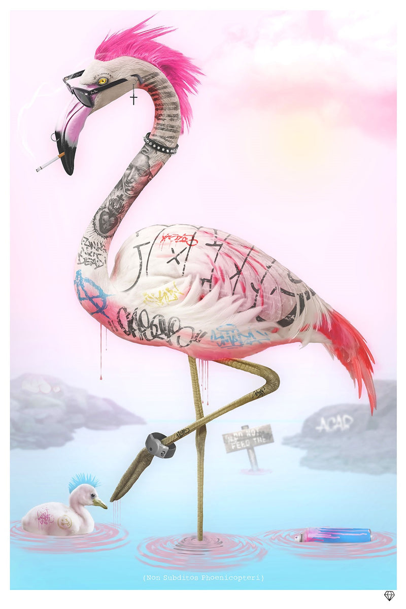 Punk Flamingos Original by JJ Adams