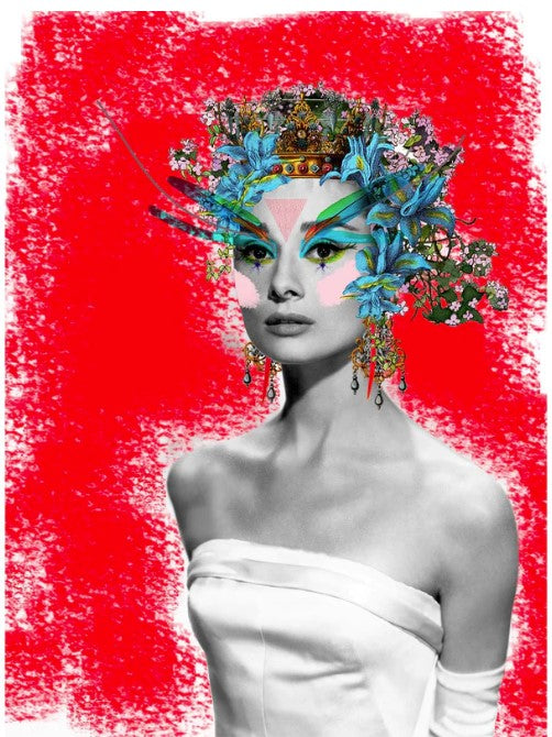 Audrey Hepburn in Tecno Colour - Art Print by Kristjana S Williams