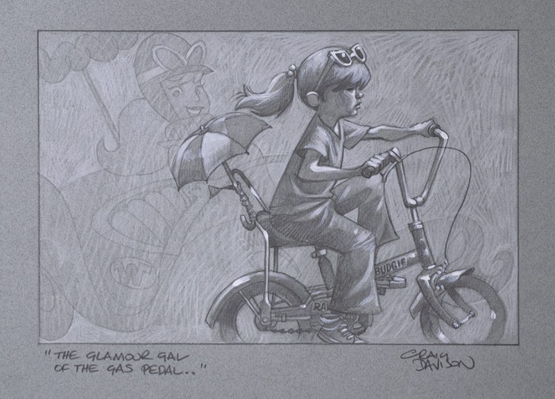 The Glamour Girl of The Gas Pedal Original Sketch Limited Edition by Craig Davison