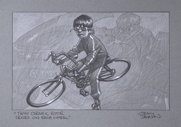 Twin Ceramic Rotor Drives On Each Wheel Original Sketch by Craig Davison