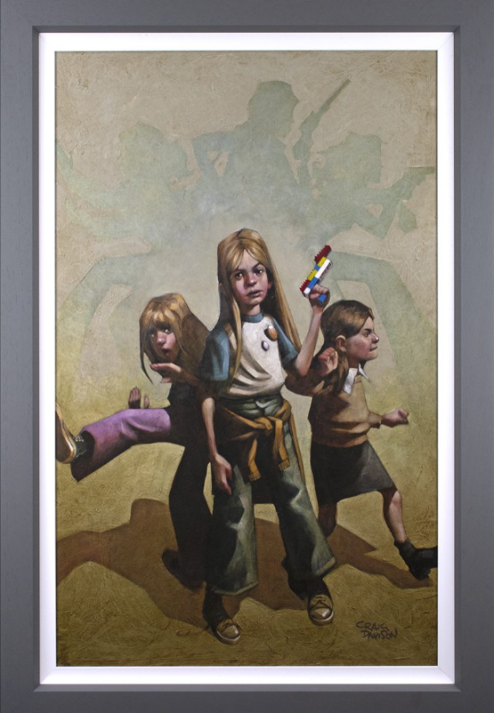 Ok Angels, Lets Get To Work Hand Embellished Canvas by Craig Davison