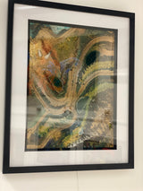 Agate Crystals Green Original Art Display Duo